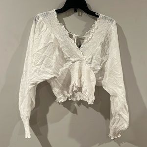 cute white blue blush top